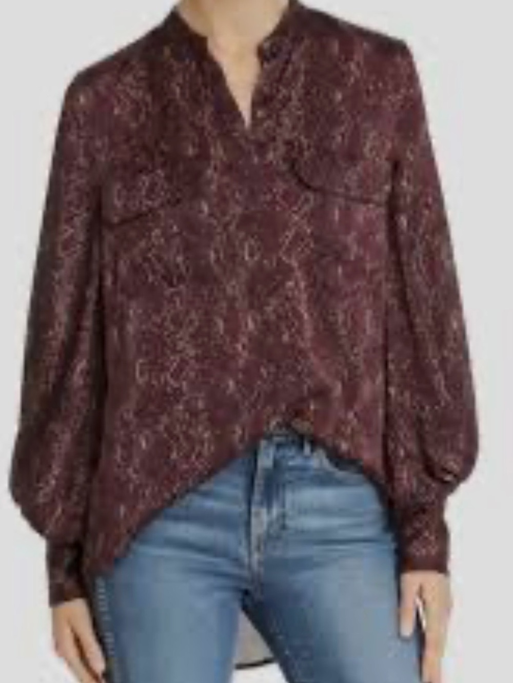 Equipment HELAINE SNAKE-PRINT SATIN BLOUSE IN MERLOT